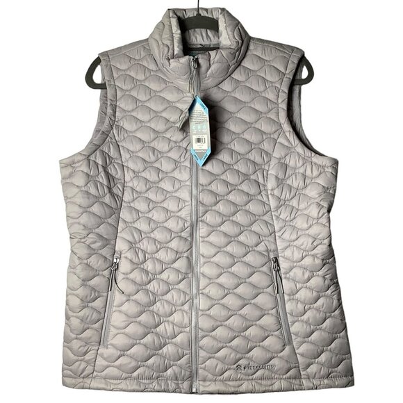 FREE COUNTRY Quilted Vest Women Size Large Silver Chip Gray Style #51-L0629S NWT - Picture 2 of 15